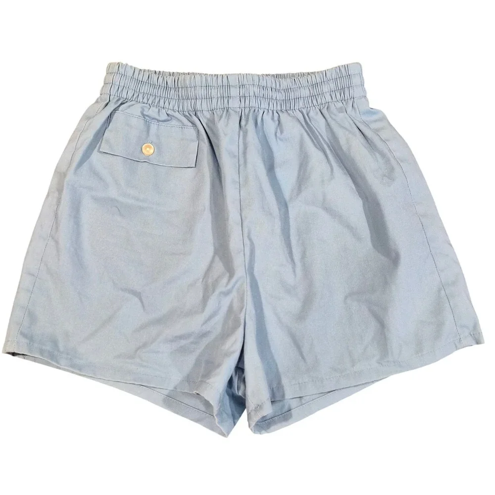 Vintage 70s 80s Light Blue Swim Trunks Shorts Mesh Lining Made in USA Small